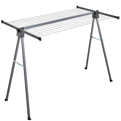 CROS Outdoor Portable Folding Clothesline, 46FT Heavy Duty Stainless Steel Drying Rack, A-Frame Freestanding Clothes Drying Stand with Ground Stakes