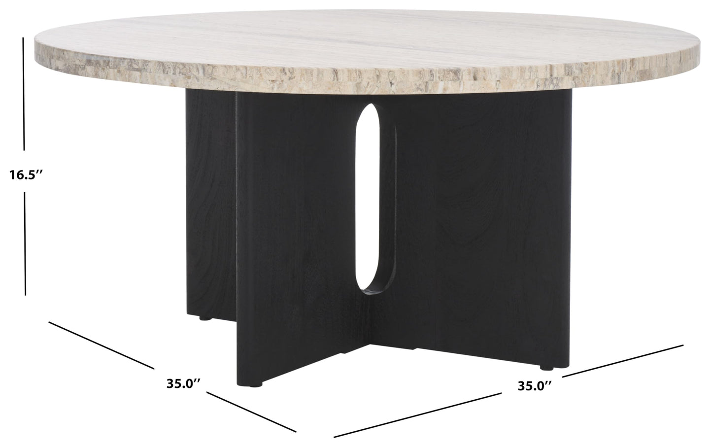 SAFAVIEH Couture Collection Shayne Travertine/Black Solid Wood Coffee Table