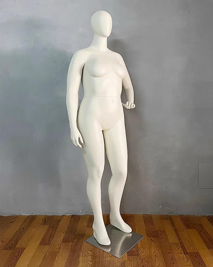 Plus Size Female Mannequin Dress Form ,Full Body Standing Dummy ,with Metal Base ,for Clothing Display, Tailoring, and Sales (Style1 )