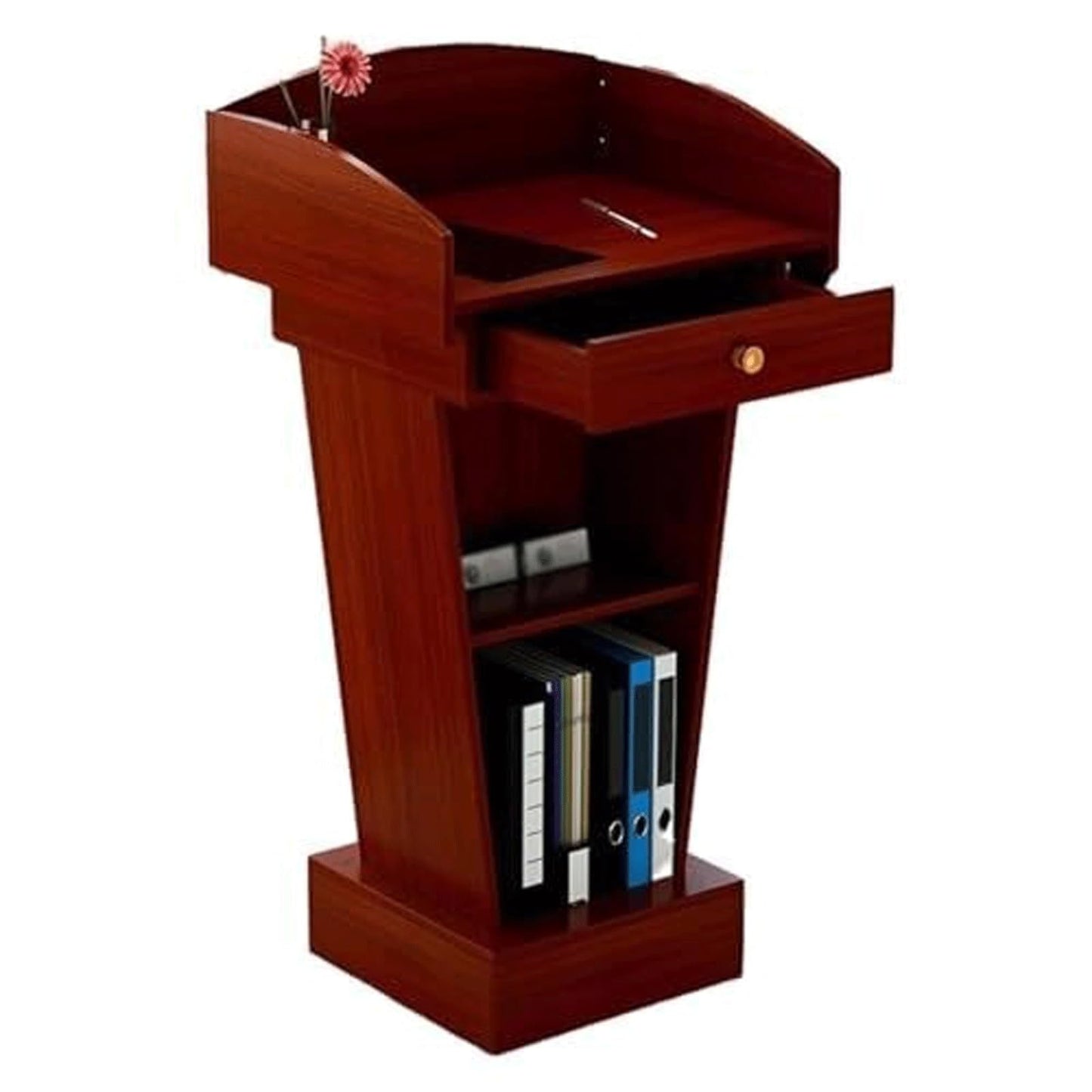 KrrNFYSG Speaking Podium Stand Wooden Lectern for Churches Floor-Standing Hostess Stand Portable Pulpit Desk Reception Podiums Table Stylish(Rojo)