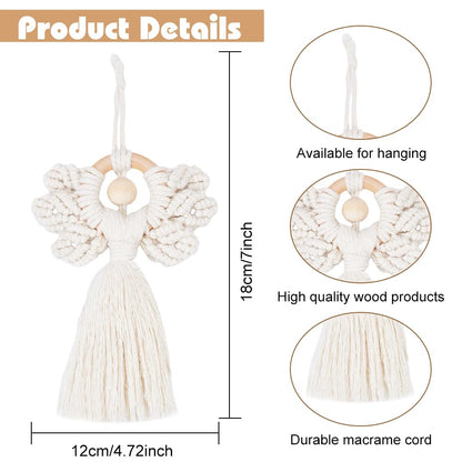 ORIGACH 3 Set DIY Angel Macrame Kit, Boho Wall Hanging Ornament for Beginners, Angel Wings Kit with Instruction Tutorial for Adults, Beige