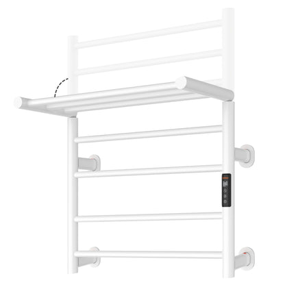 Caldayx Foldable Heated Towel Rack, Dual-Zone Electric Towel Warmer Rack with Timer, GFCI Plug-in or Hardwired, Wall-Mounted, Drill-Free Installation, Matte White, CA3-700X550-Standard-MW