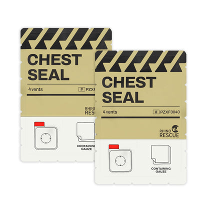 Rhino RESUE Bundle-Vented Chest Seal, 4 Vents, Sterile Emergency Trauma Dressing, Occlusive Adhesive Pad+Trauma Kit with C-A-T Tourniquet, Tactical First Aid Kit Molle Pouch for Military