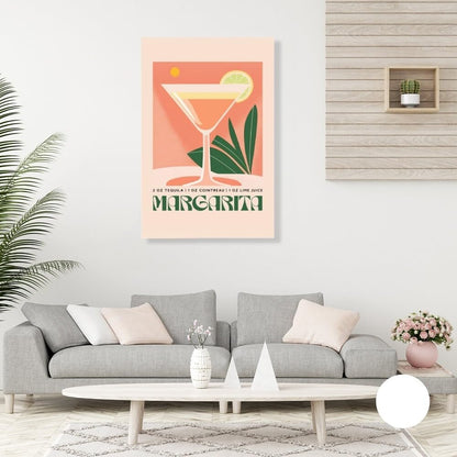 Margarita Boho Cocktail Poster: MIX & MATCH Bar Cart Decor with Cocktail Recipes Wall Art Canvas Print