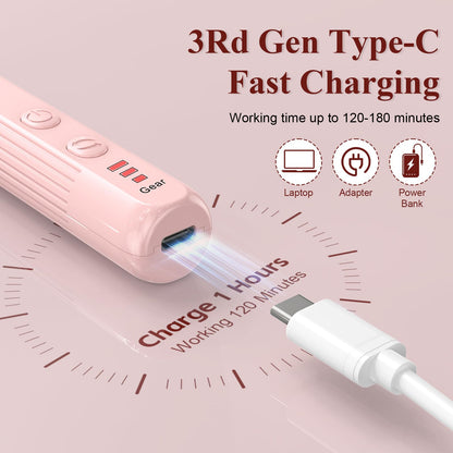 Professional Nail Drill Set, 2,0000 RPM Electric Nail File with 12 Grinding Head & 100Pcs Sanding Bands for Acrylic Gel Nails, Manicure and Polishing (Beige)