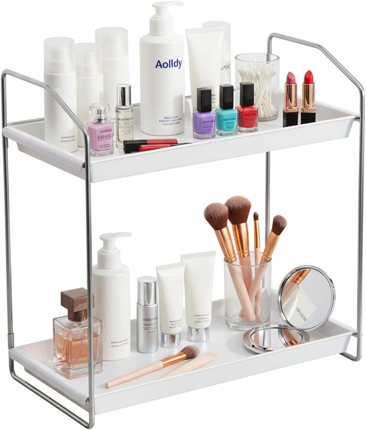 2 Countertop,Vanity Countertop Tier Bathroom Organizer Organizer,Tool-Less Installation Vanity Shelf Small Plastics