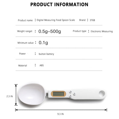 3T6B Spoon Scales Digital Weight Grams, 0.5g-500g Kitchen Electronic Gram Measuring Spoon Scales with Accurate LCD Display for Dispensing Coffee Beans, Milk, Flour
