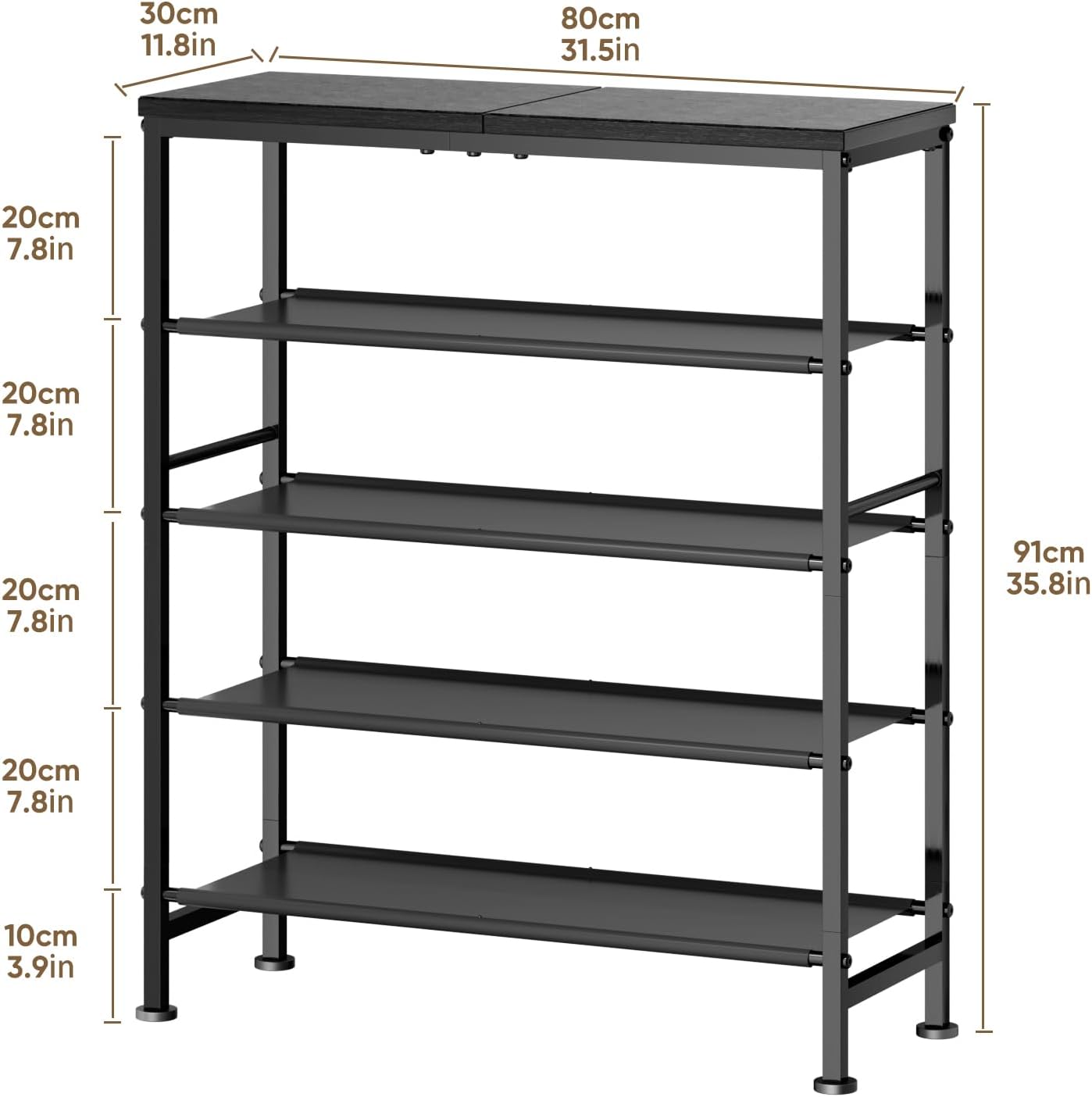 5 Closet,Industrial, Mavivegue Metal Shoe Rack, Tier Shoe Organizer with MDF Board and Non-Woven Fabric, Shoe Rack