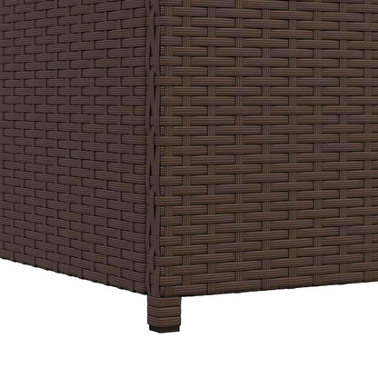 Faucqir Contemporary Brown Outdoor Storage Chest with Powder-Coated Steel and Synthetic Poly Rattan, 47.2 x 19.7 x 23.6 in, Gas Lift Lid, Patio Balcony Garden Deck Organizer