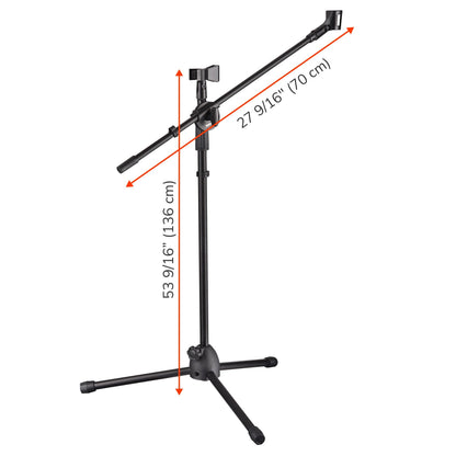 AW 12pcs Boom Mic Stand Floor Adjustable Height Mic Tripod Stand w/ 2 Mic Clip Holder Foldable Microphone Holder for Singing Live Stream Stage Studio