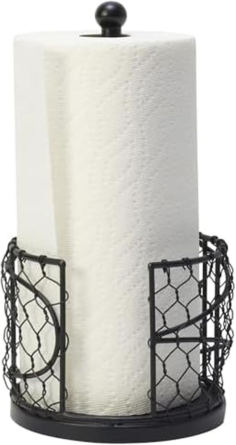 12.75-Inch Countertop Mikasa Gourmet Basics Farmer's Market Paper Towel Holder, - Decorative Iron Convenience, Black