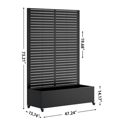 Nevoc Metal Raised Garden Bed, Outdoor Planter Box with Trellis on Wheels, Weather-Resistant Plant Planter for Climbing Plants Flower Vegetables for Patio Backyard Poolside (73"x47"x16", A)