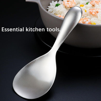 2 Pack Thickened Stainless Steel Rice Spoons, 8 Inch Rice Cooker Serving Spoons Soup Paddle Ladle Spoon Kitchen Set, Easy To Clean (Silver)