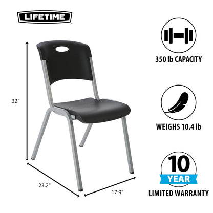 Lifetime Stacking Chair, Contemporary - Pack of 4, Black