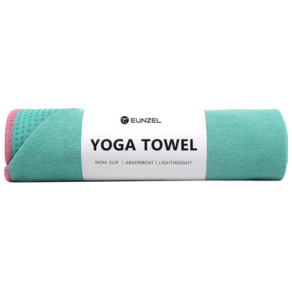 Eunzel Hot Yoga Towel - Microfiber Non Slip Yoga Mat Towel with Grip Dot Sweat Absorbent Towel for Hot Yoga, Pilates and Fitness 72" x 24", Dark Cyan/Orange