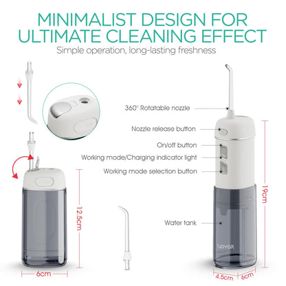 VOYOR-HEALTH Portable Water Flosser Cordless, Mini Travel Oral Irrigator with Telescopic Water Tank, IPX7 Waterproof Water Dental Flosser for Teeth Cleaning Braces & Dental Care WF510 (Light Green)
