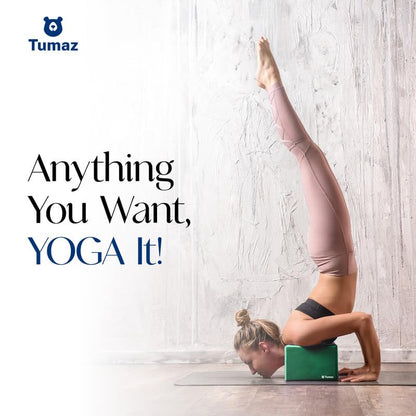 Tumaz Non-Slip Yoga Blocks 2-Pack - High Density/Lightweight EVA Foam & Natural Cork for Stability, Premium Set with E-Book Included