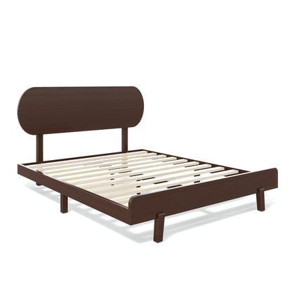 Bellemave Queen Bed Frame with Headboard & Low Footboard, Bamboo Queen Size Bed Frame with Wood Slats Support 800LBS, Japanese Bed Frame Queen Size, No Box Spring Needed, Espresso