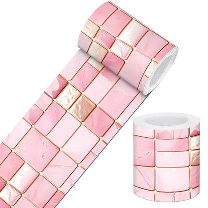 IVN Wallpaper Border Peel and Stick Decorative Wall Trim Self Adhesive Pink Marble Accent Strip for Bathroom Laundry Room Pool Area Mirror Frame Shelf Wall Edge 4x196 Inch Elegant Design