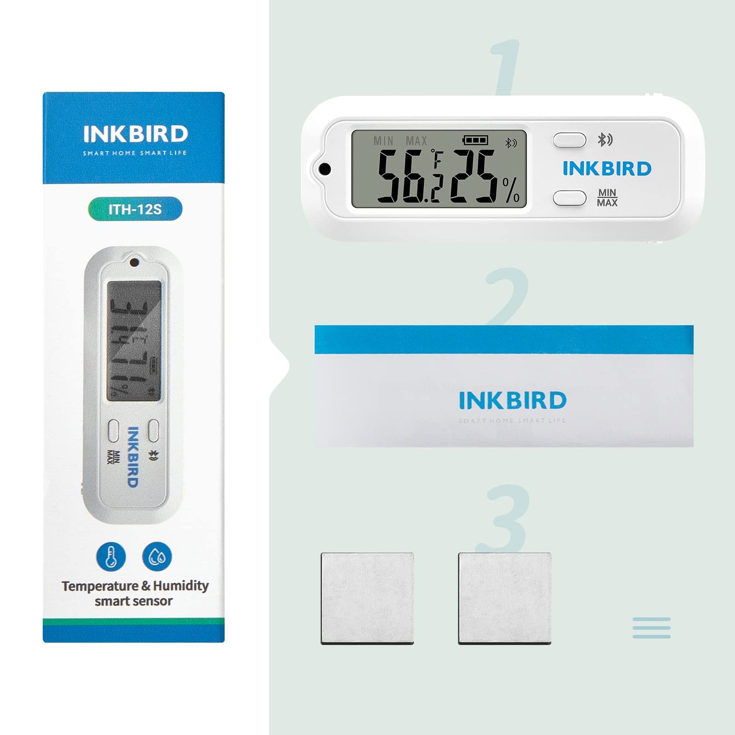 Inkbird ITH-10 Digital Thermometer and Hygrometer Temperature Humidity Monitor Humidor Guitar Ukulele Mason Jar.