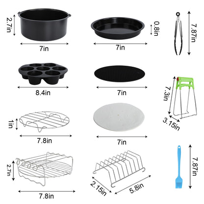 YuxingK Air Fryer Accessories Kit - 12pcs Universal for 4, 4.2, 5, 5.5, 5.8 QT Gowise Cosori Phillips Ninja Cozyna Air Fryer