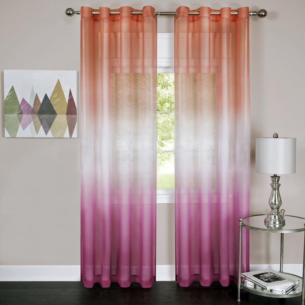 Achim Home Furnishings Rainbow Single Grommet Panel, 52 x 84, Pink