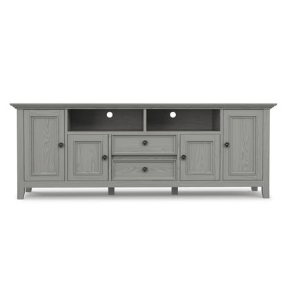 SIMPLIHOME Amherst TV Stand - 72 inch Wide Solid Wood Media Console in Fog Grey, Transitional Entertainment Center for Living Room for TVs up to 80 Inches with Shelves and Cable Management