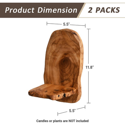 JOLLYMER Wall Sconce Candle Holder, Wall Mount Wooden Candle Holders, Rustic Wall Decor for Bathroom Bedroom Living Room, Set of 2