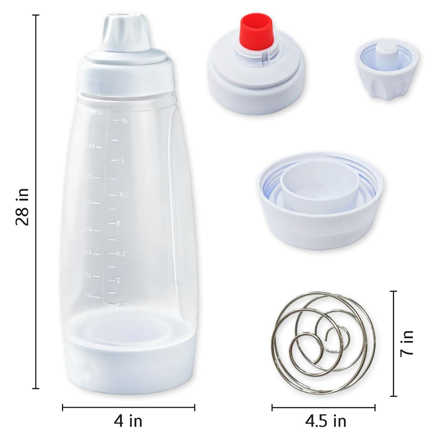 Pancake Batter Dispenser with Blender Balls,2 Pack Batter Mixer and Dispenser with Whisk Ball,Kitchen Pancake Shaker Batter Dispenser Bottle Baking Tool for Cupcakes, Muffins, Crepes, White