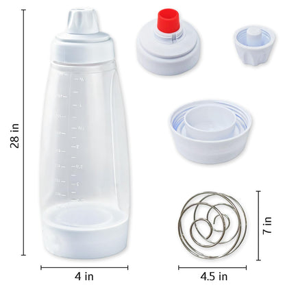 Pancake Batter Dispenser with Blender Balls,2 Pack Batter Mixer and Dispenser with Whisk Ball,Kitchen Pancake Shaker Batter Dispenser Bottle Baking Tool for Cupcakes, Muffins, Crepes, White