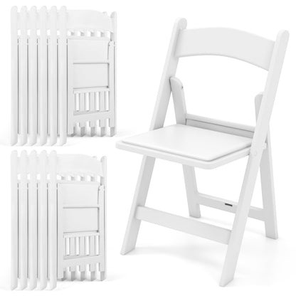 GOFLAME 12 Pack Folding Chairs, Foldable Dining Chair Set with Padded Seat, All-Weather Resin Frame, Indoor Outdoor Portable Commercial Seat for Home, Party, Wedding, 1100 Lbs Load Capacity, White