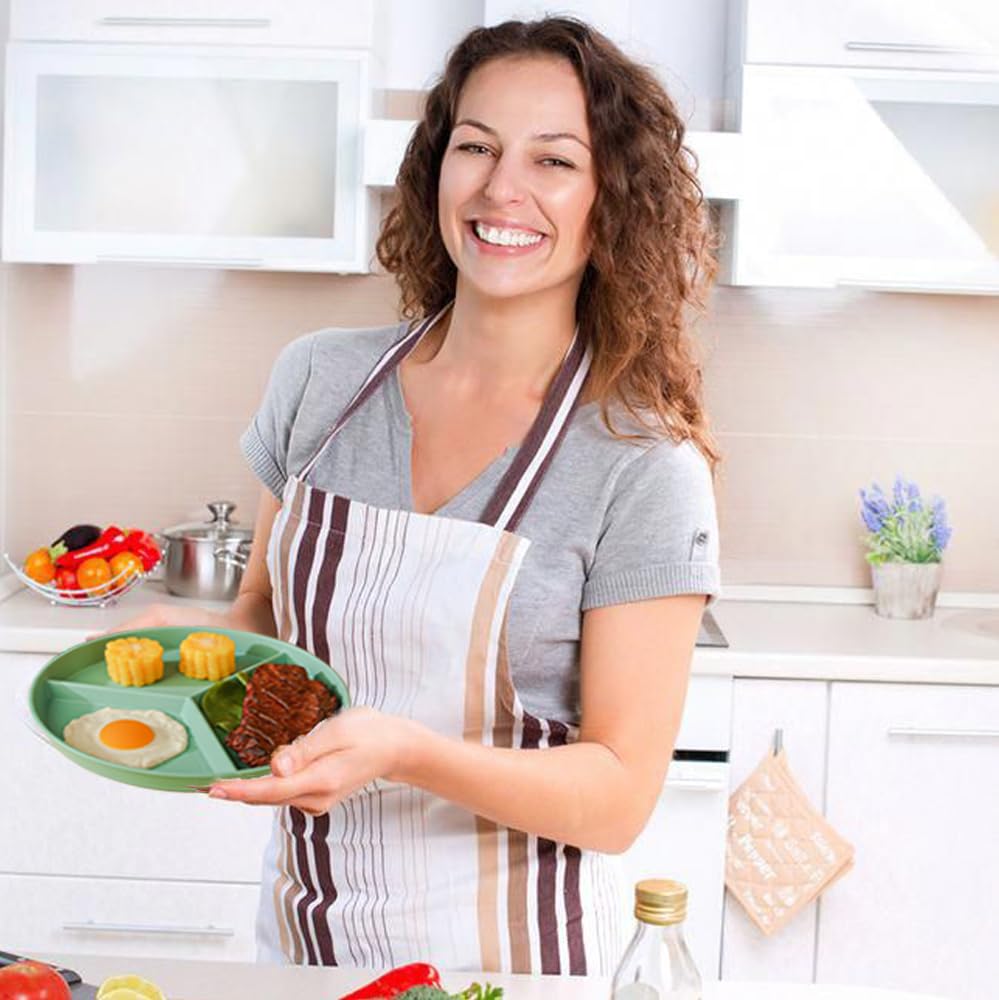falichchch 9.6-Inch Large Multicolor Wheat Straw Divided Plates – 9PCs Unbreakable 3-Compartment Plates for Portion Control & Healthy Eating Microwave & Dishwasher Safe – Eco-Friendly & Reusable