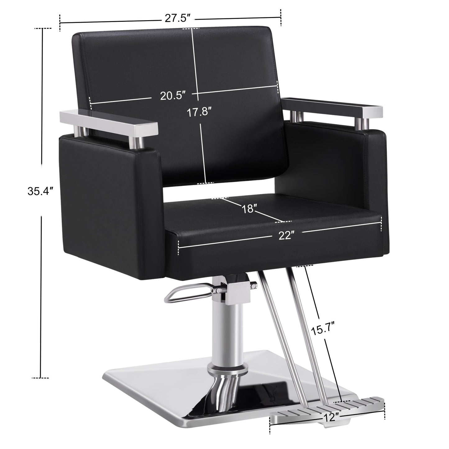 BarberPub Classic Hydraulic Barber Chair Styling Salon Chair for Hair Stylist Beauty Spa Equipment 8808 (Black)