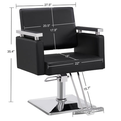 BarberPub Classic Hydraulic Barber Chair Styling Salon Chair for Hair Stylist Beauty Spa Equipment 8808 (Black)