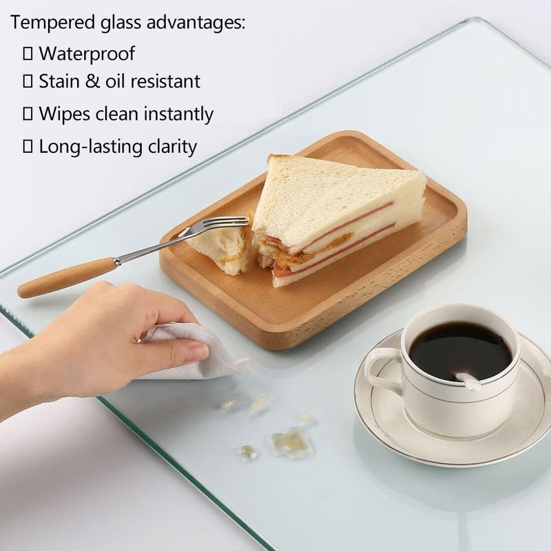 Virelix Rectangle Tempered Glass Table Top, Clear Surface 1/4" Thick Flat Polished Edge for Furniture Protection Patio Dining Coffee End Tables