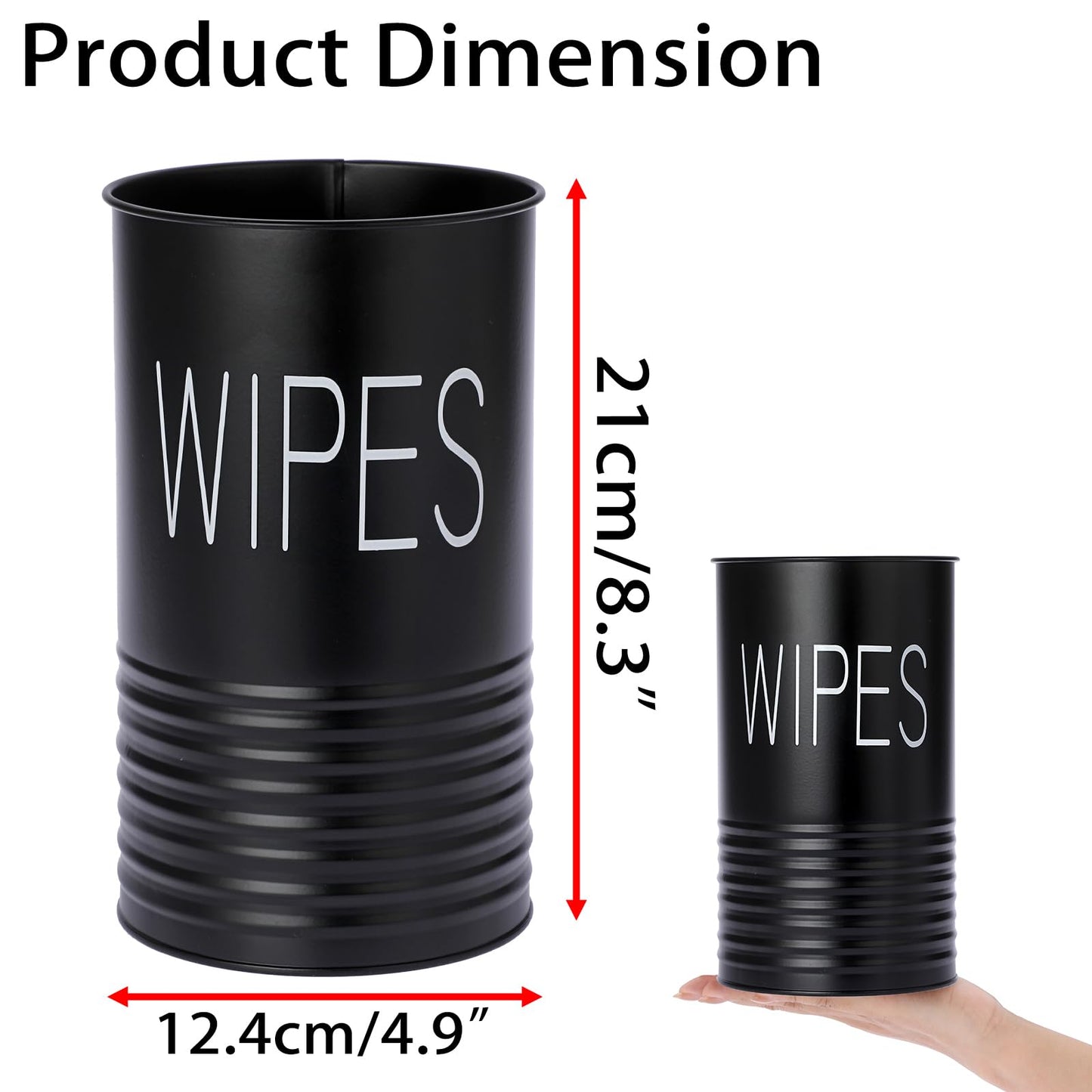 Kokone Wipes Dispenser Farmhouse Wipes Container with Matte Finish Compatible for Clorox Lysol Sturdy Galvanized Iron Wipes Holder for Kitchen,Bathroom,Office,School Table Countertop,Black