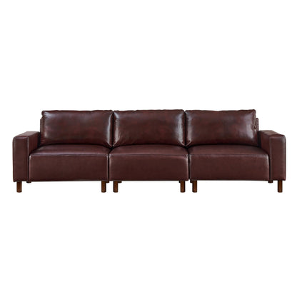 KEIKI 112 Inch PU Leather Sofa, Luxury Cloud Couch Sofa Sleeper Chair, Corner Comfy Upholstered 3-Seater Cloud Couch, Big Accent Deep Seating for Office Apartment Living Room, Easy Assembly, Burgundy