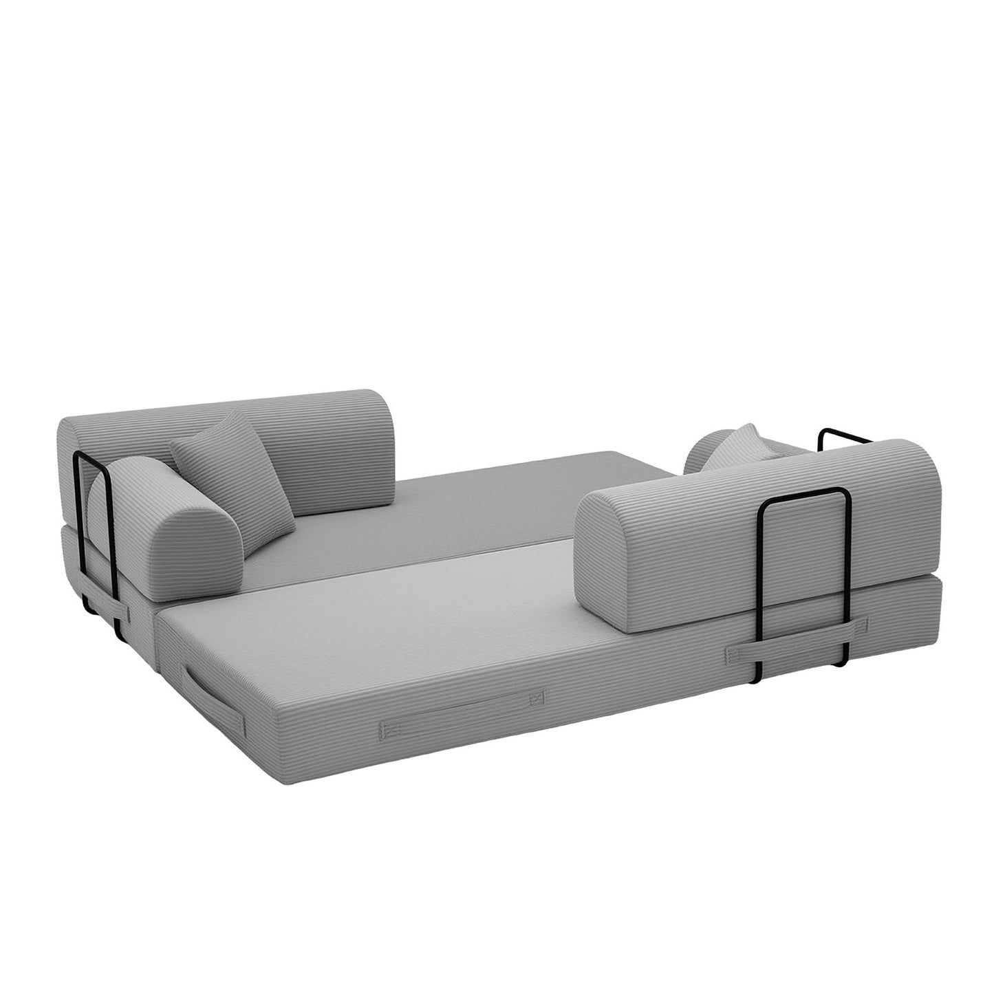 78-Inch Oversized Loveseat Boneless Foam Couch Convertible Mattress Sleeper Bed and Floor Lounge Chaises for Living Room Office, Boucle Upholstered Compressed Cloud Sofa