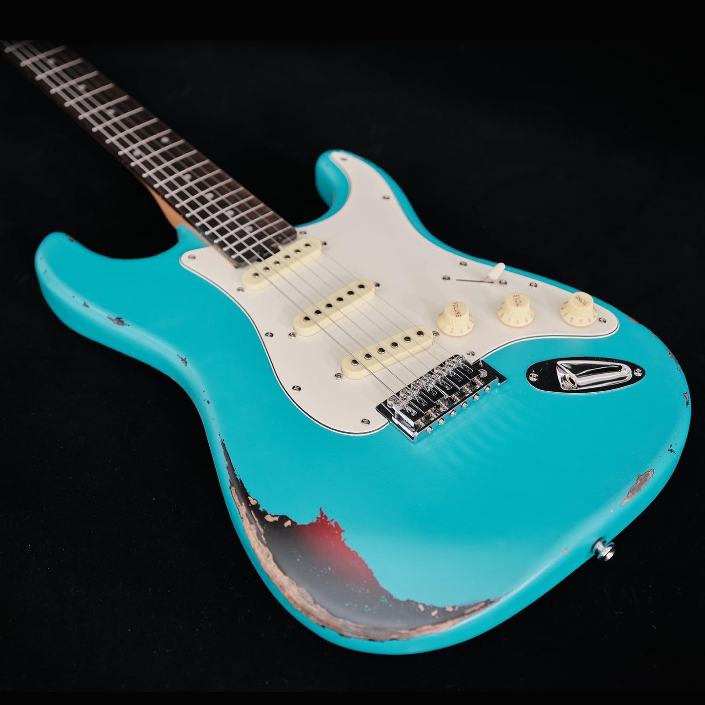 KGD Relic Electric Guitar,Roasted Maple Neck and Rosewood Fingerboard,Bone Nut,6-String Relic Guitar,Professional/Full Size/Electric Guitars for Adults