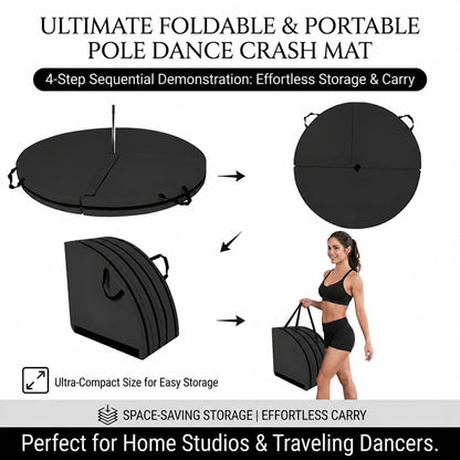 Pole Dance Crash Mat, Stripper Pole Mat with Pearl Cotton Filling & PU Leather, Round Foldable Aerial Yoga Mat for Pole Dancing, Gymnastics, Aerial Hoop, Easy Storage(F,79"x1.97")