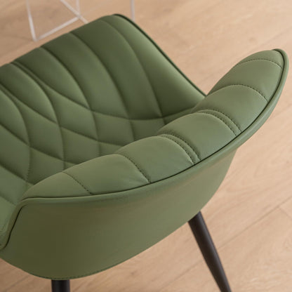 YOUNUOKE Dining Chairs Set of 2 Mid Century Modern Kitchen Chair Comfortable Upholstered Faux Leather Dinner Chairs for Kitchen Dining Room, Olive