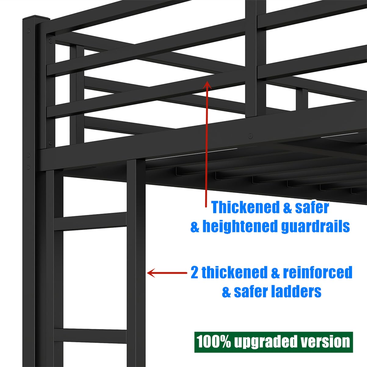 AOOMEEC Higher Quality & Stronger Twin XL Over Queen Bunk Bed, Thickened Heavy Duty More Stable Safer Black Metal Steel Bunkbed Bunk Queen Bed (Easier to Assemble) (Twin XL Over Queen)