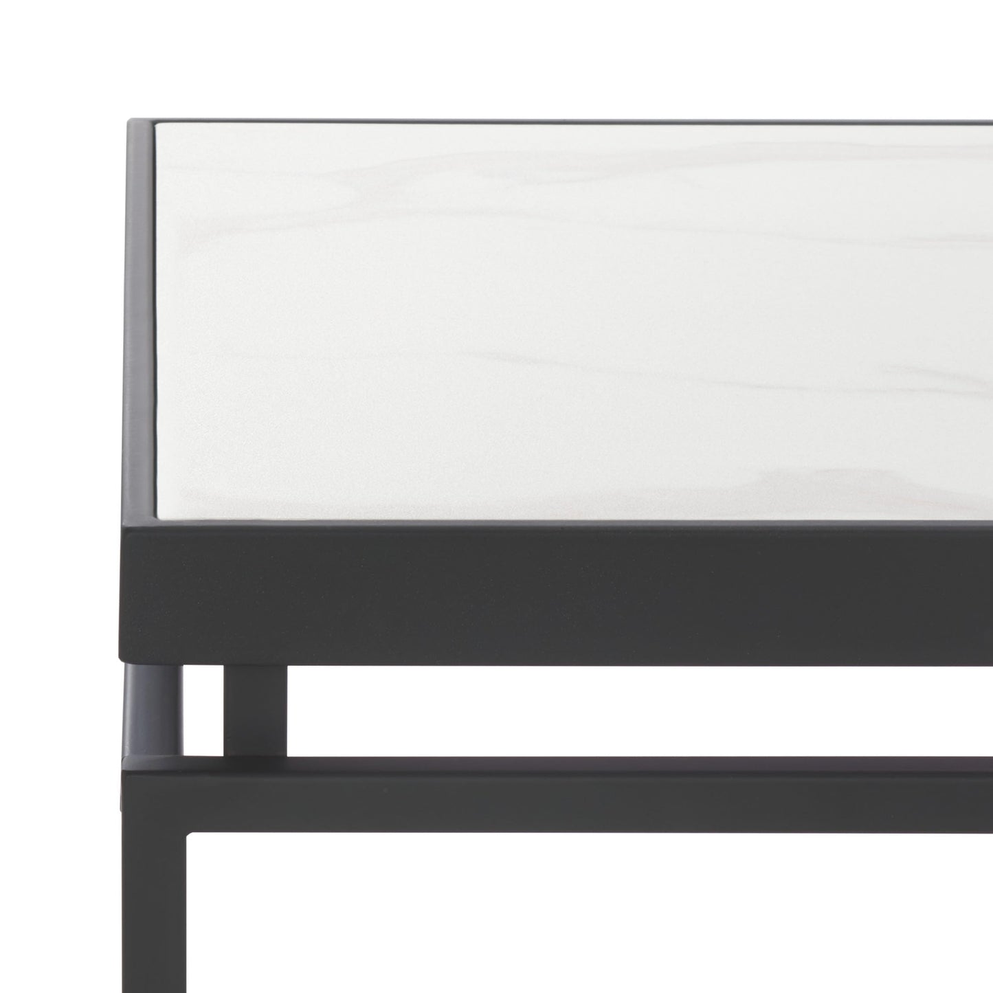 SAFAVIEH Home Collection - Acelin White Faux Marble Top & Black Metal Base Rectangular Coffee Table (COF7017A)