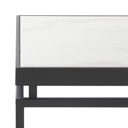 SAFAVIEH Home Collection - Acelin White Faux Marble Top & Black Metal Base Rectangular Coffee Table (COF7017A)