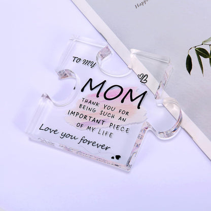 Best Mom Ever Gifts from Daughter, Son: Acrylic Puzzle-Shaped Plaque Desk Decorations Present - Unique Birthday