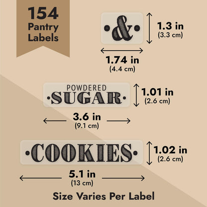 Talented Kitchen Clear Vinyl Pantry Labels for Food Containers - Waterproof & Repositionable for Kitchen Jars - Farmhouse Pantry Organization - Preprinted Baking Labels - Pack of 154, Assorted Sizes