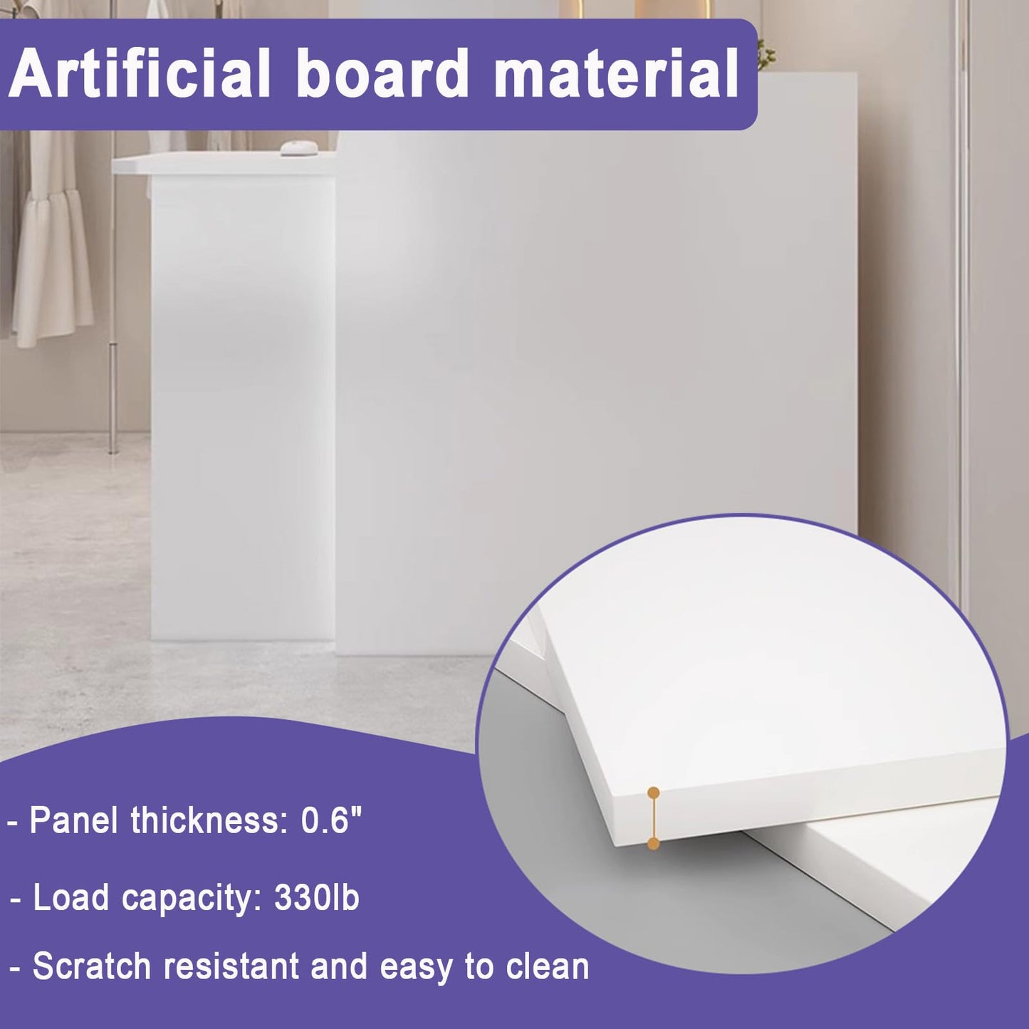 BFECGDXT Front Desk Reception Counter, Modern Small Reception Desk L-Shaped with Lockable Drawer, for Salon and Clothing Beauty, Left Corner 39.4in