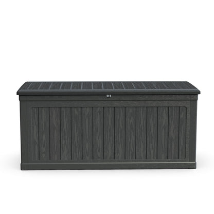 KCSWKJ Large Outdoor Storage Deck Box for Patio Furniture, Outdoor Cushions, Garden Tools and Sports/Pools Equipment, Waterproof Resin, Lockable, Black