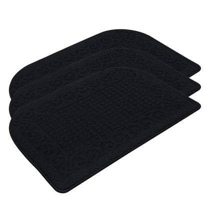 COSY HOMEER 32X20 Inch Anti Fatigue Kitchen Rug Mats are Made of 100% Polypropylene Half Round Rug Cushion Specialized in Anti Slippery and Machine Washable Black(3 pcs)