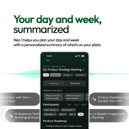 neosapien Neo 1 AI Wearable Assistant – Capture Meetings, Conversations & Ideas with AI Summaries, Action Items, Notes & Reminders - Copper